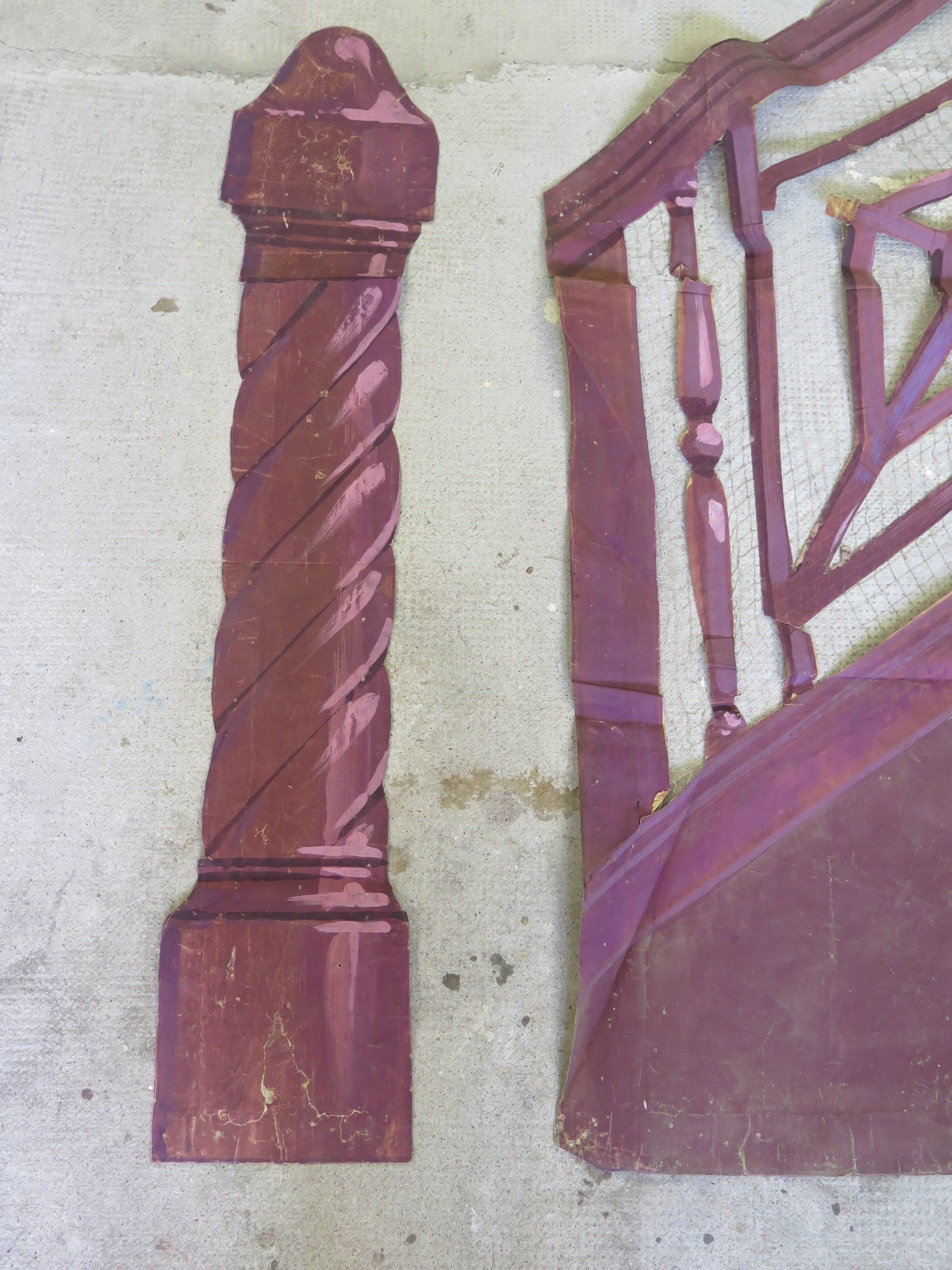 Antica scenografia teatrale in carta dipinta a mano da teatro di rivista inizio secolo dipinto di grandi dimensioni CL2.57