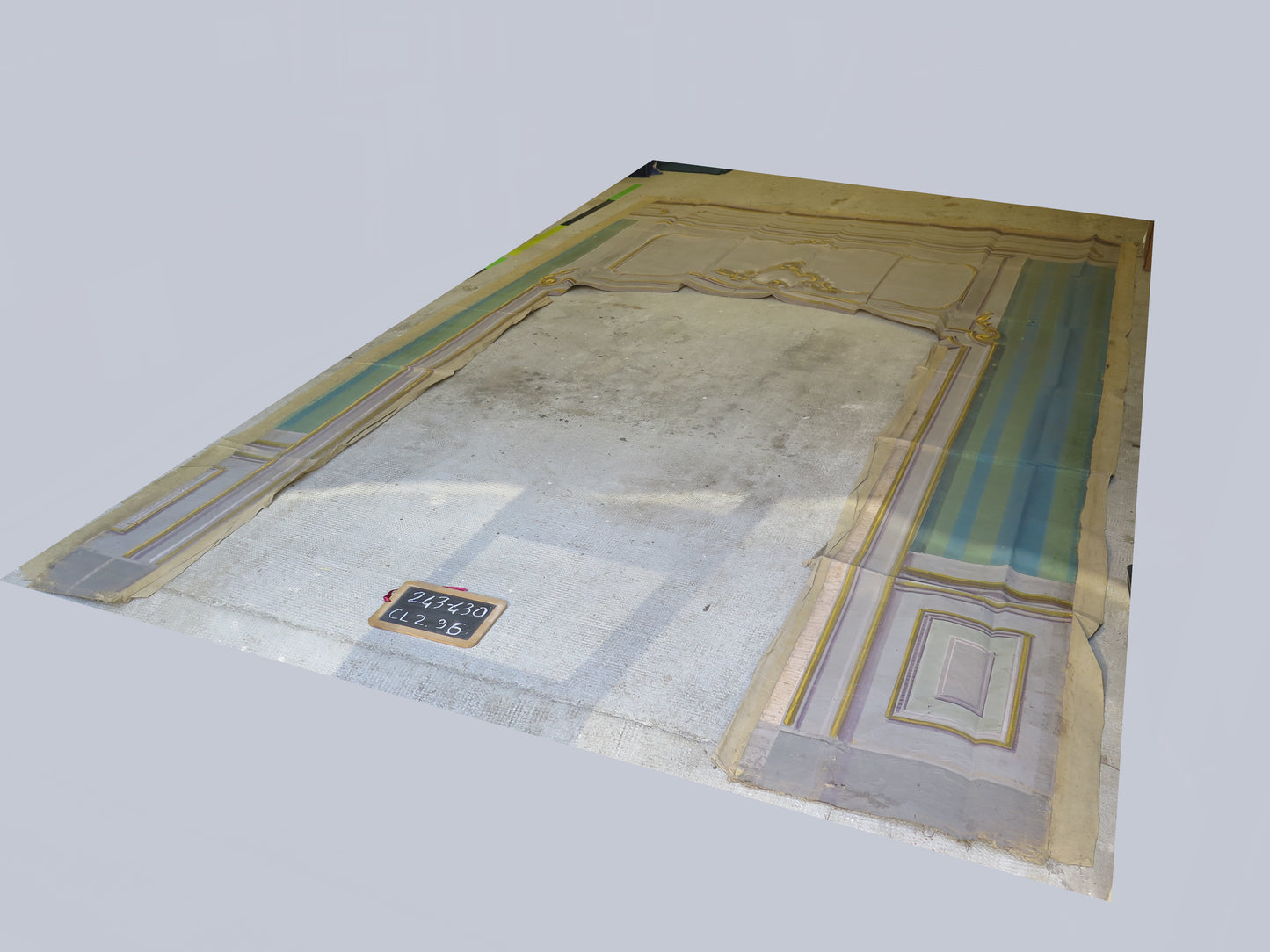 Antica scenografia teatrale in carta dipinto a mano che raffigura un portale utilizzata nei teatri piemontesi all'inizio del Novecento fondale da teatro antico CL2.96