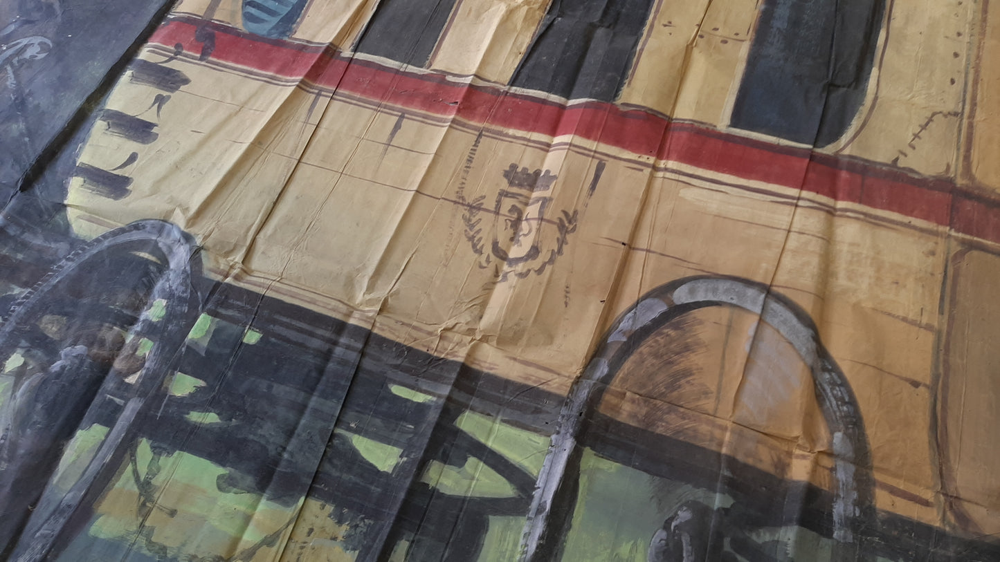 Grande dipinto da teatro inizio secolo scenografia teatrale carrozza con cavalli fondale da teatro fondale di scena grandi dimensioni ideale per decorazione murale CL2.99