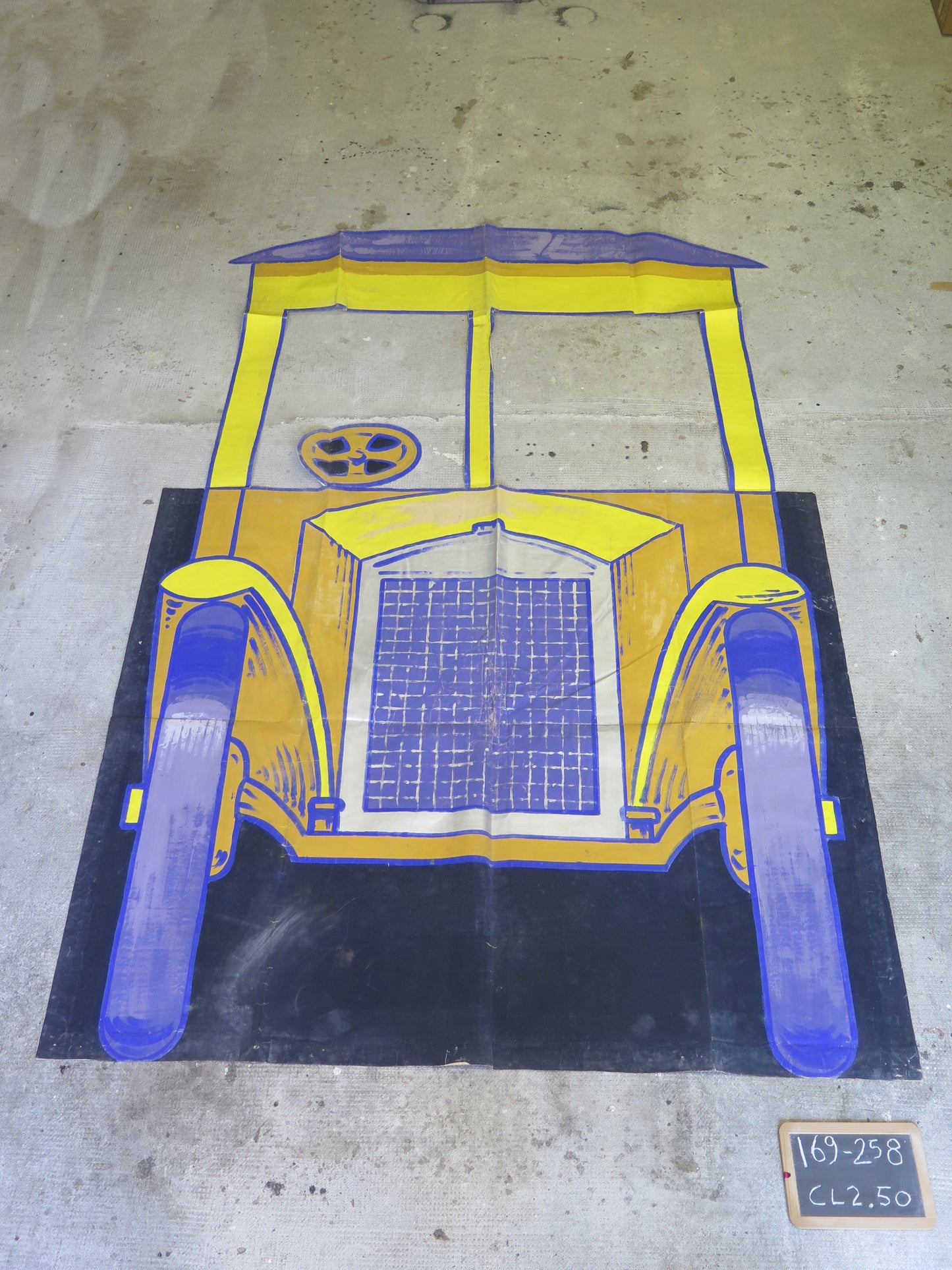 169x258 cm scenografia teatro antica inizio 900 fondale automobile cl2.50