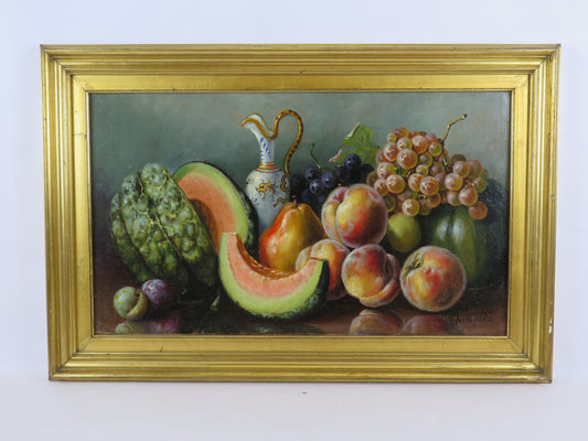 Quadro natura morta pittore Marcello Giachino 1877-1929 dipinto olio vs10