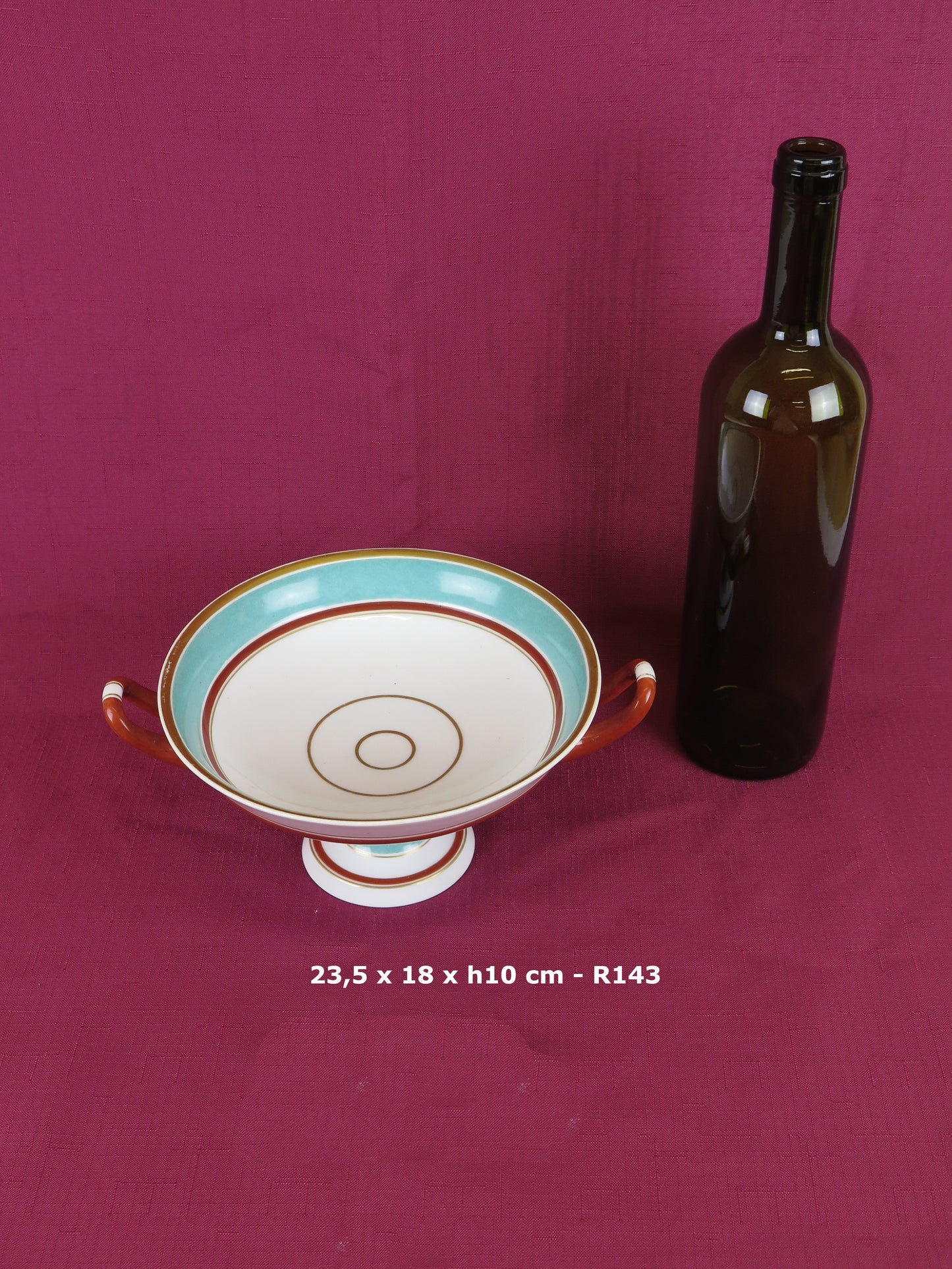 Alzatina in ceramica danese rosso bianco Copenhagen Danimarca piatto fruttiera R143