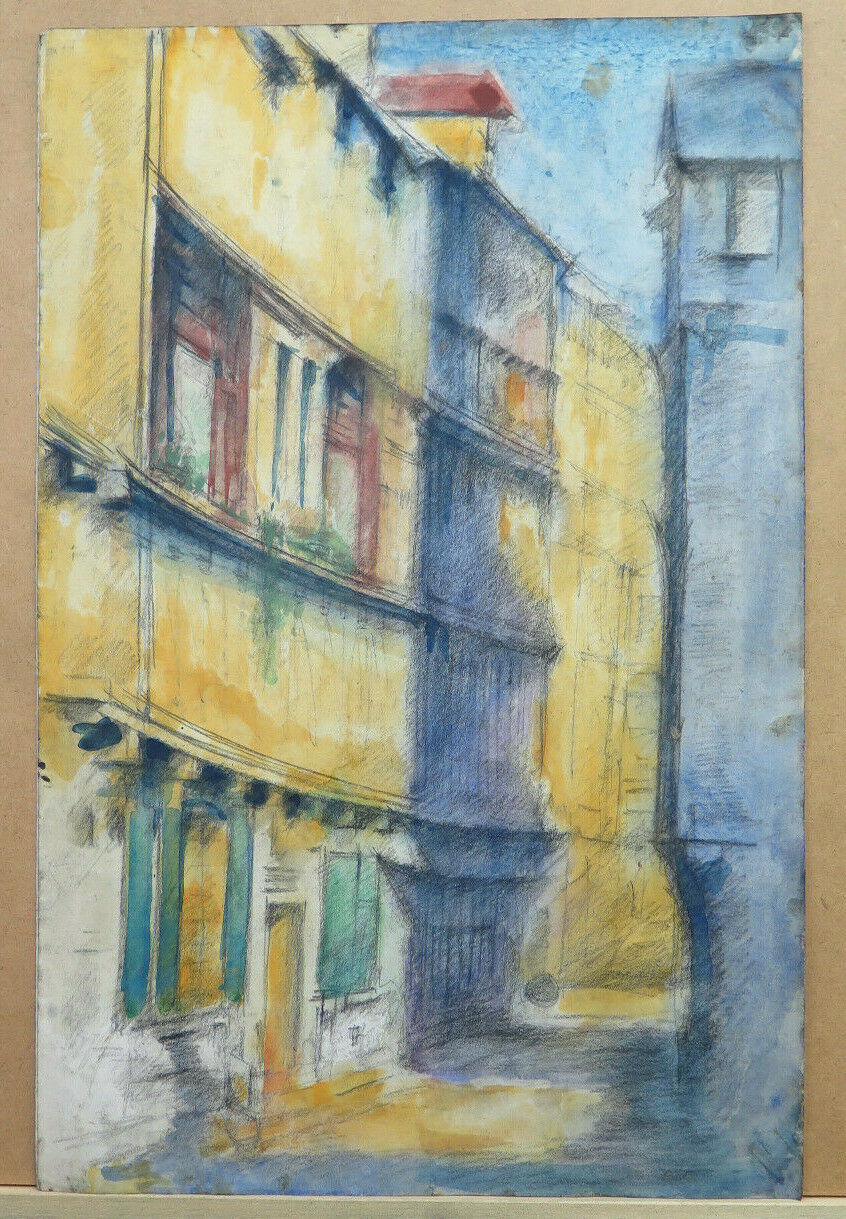 LARGE ANTIQUE DRAWING WITH FIGURES ON HORSE ARTIST Pierre Duteurtre DUT BM53.1