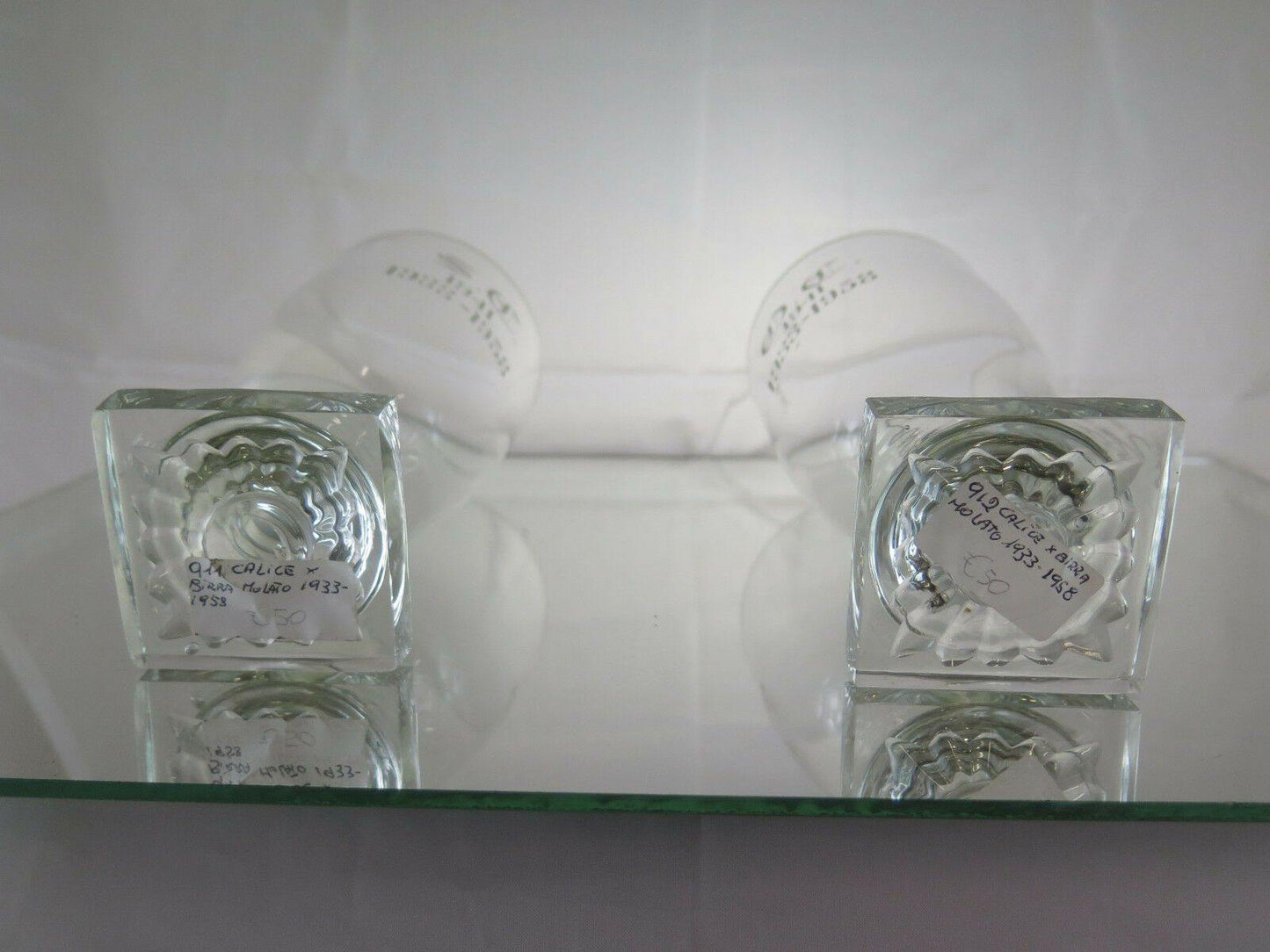 ELEGANTE COPPIA DI VASI IN CRISTALLO VINTAGE 1953 CON INIZIALI OC SC R41 - Belbello Antiques