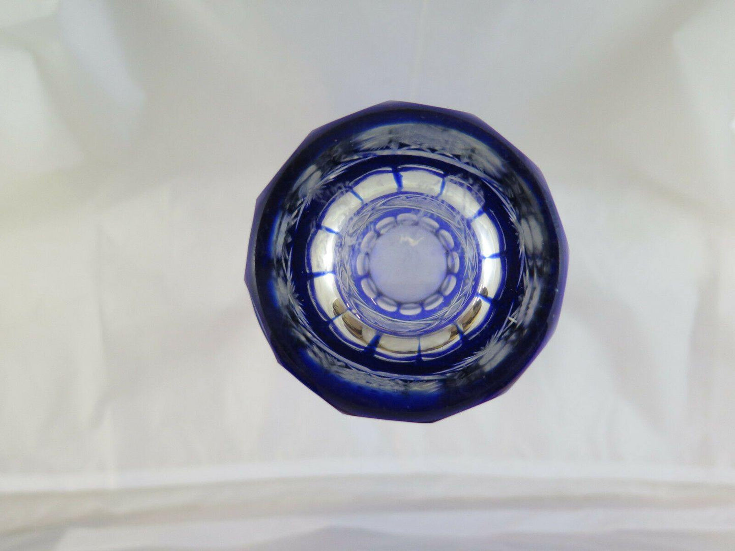 VASO IN VETRO MOLATO BLU VINTAGE EPOCA META' NOVECENTO VINTAGE GLASS VASE R78 - Belbello Antiques