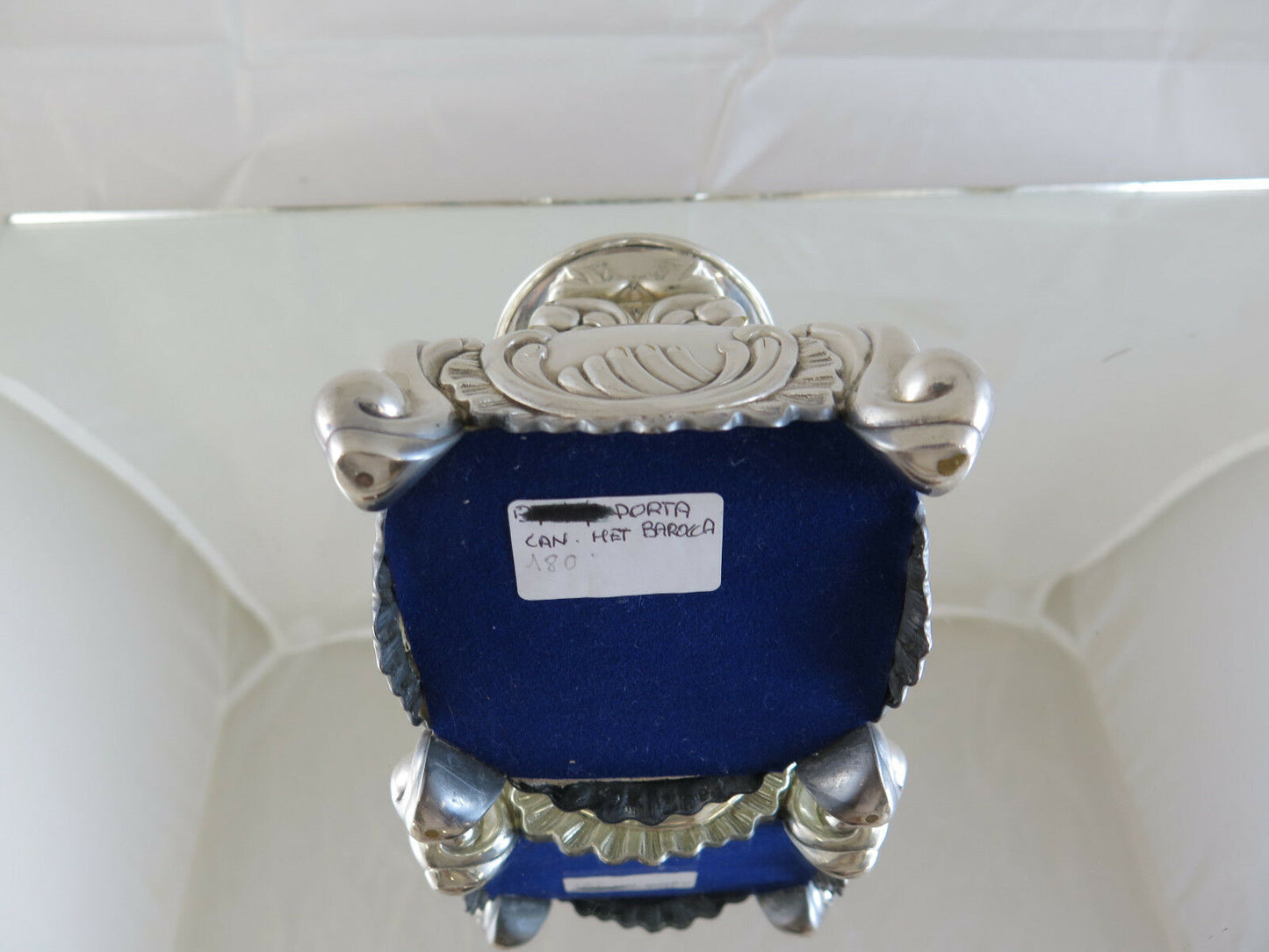 ELEGANTE CANDELIERE LUME IN METALLO ARGENTATO PRIMO NOVECENTO BAROCCO R58 - Belbello Antiques