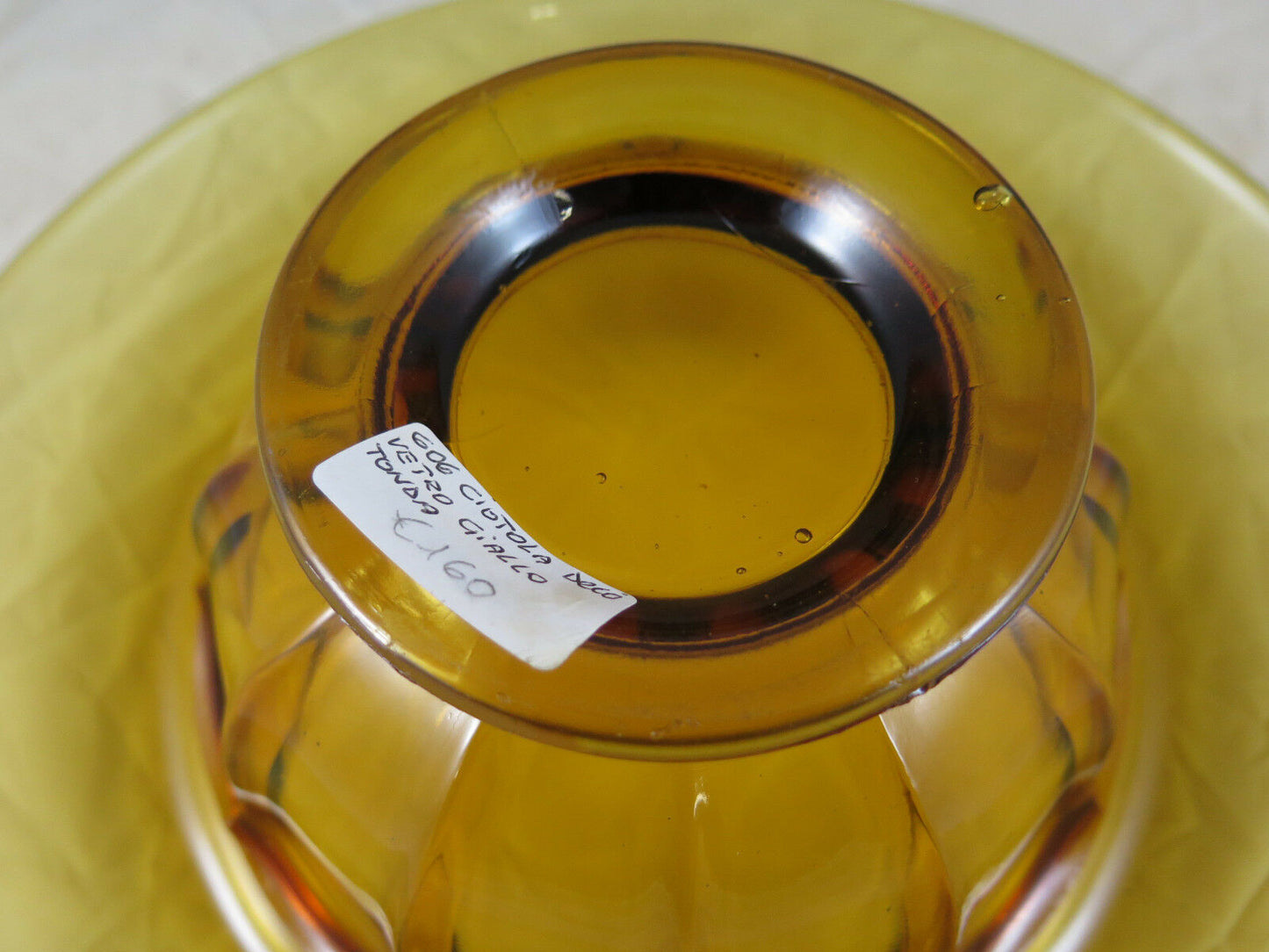 CENTERPIECE CUP IN YELLOW GLASS DECO ERA EARLY TWENTIETH CENTURY ORIGINAL r9