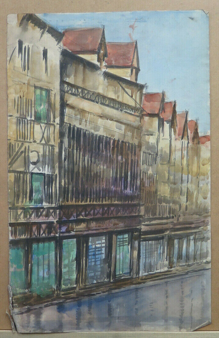 LARGE ANTIQUE DRAWING WORK BY FRENCH ARTIST Pierre Duteurtre DUT BM53.1