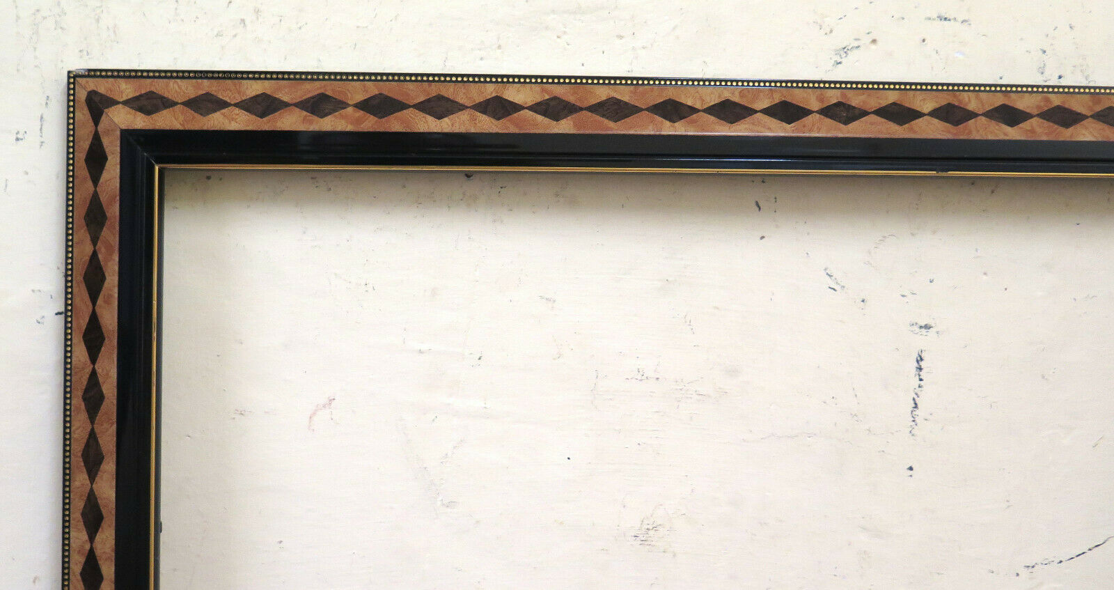 44x66 cm CORNICE DI LEGNO VINTAGE ANNI 70 CON DISEGNO A ROMBI PER QUAD –  Belbello Antiques