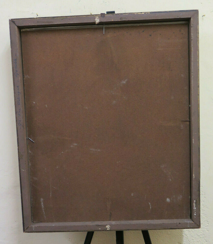 OLD PAINTING OF PEASANT IN THE FIELDS OIL PAINTING ON TABLE EARLY 1900s BM51