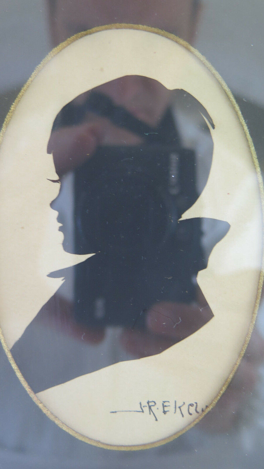 SEI DIPINTI SILHOUETTE QUADRI ANTICHI ARTE NERA FIGURE SAGOME ORIGINALI R131