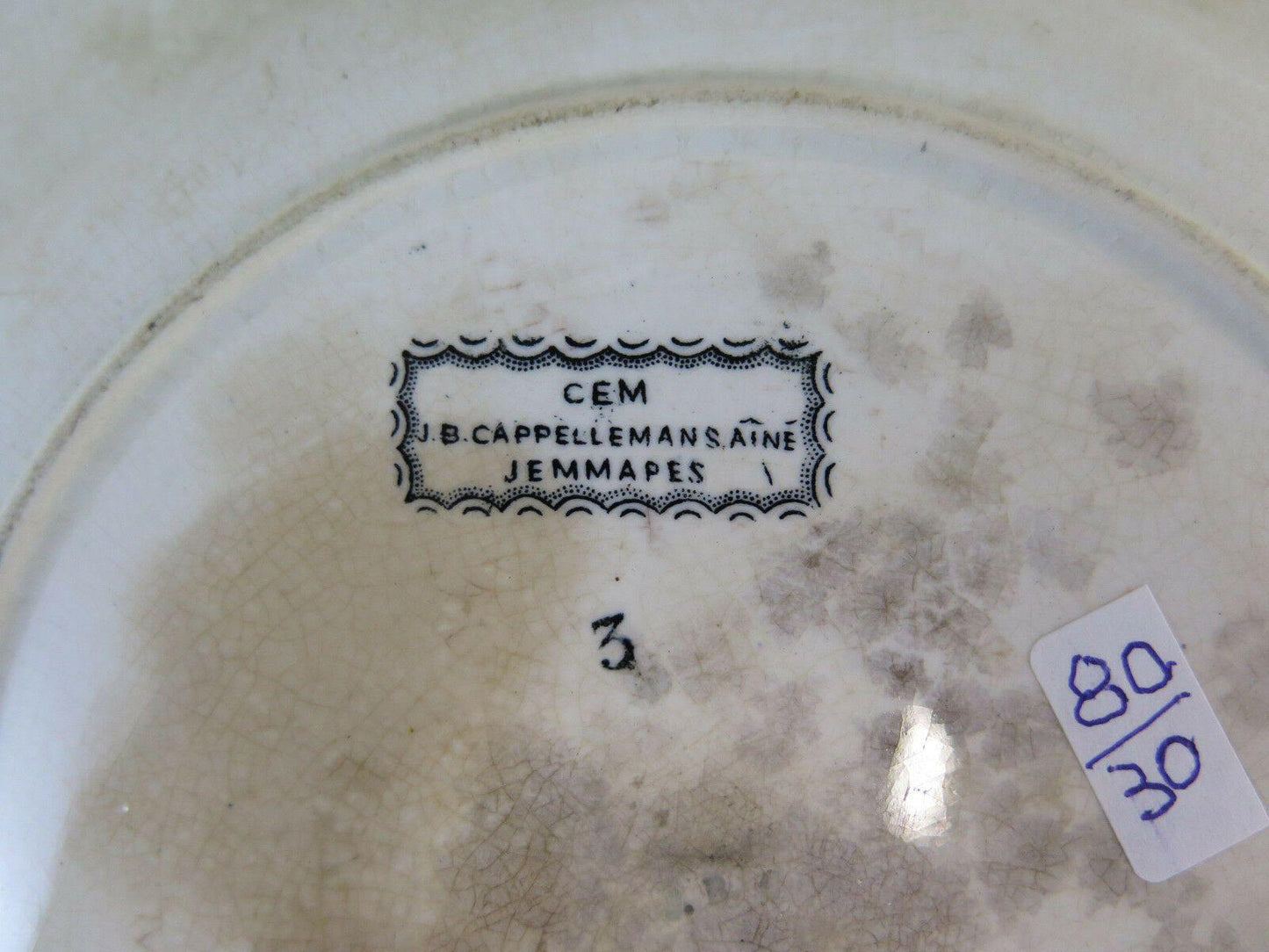 PIATTO ANTICO IN CERAMICA DI JEMMAPES BELGIO VINTAGE CERAMIC PLATE BELGIUM R4 - Belbello Antiques