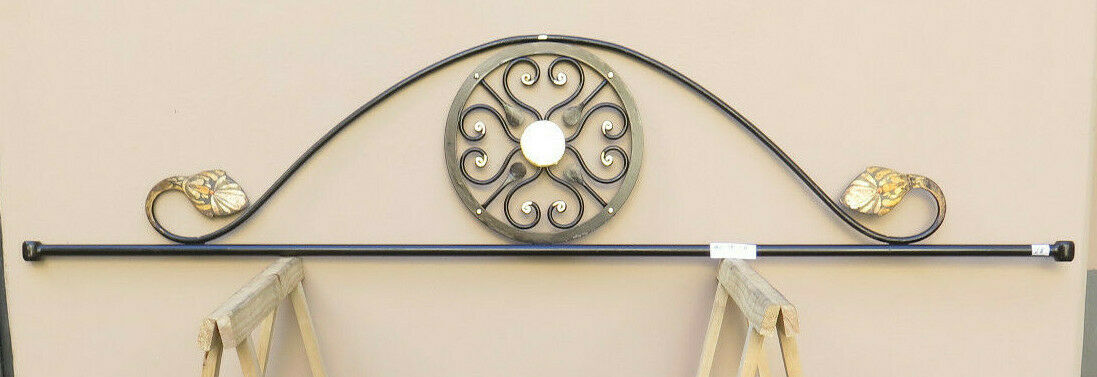 TESTIERA TESTATA DA LETTO MATRIMONIALE IN FERRO BATTUTO A CODA PAVONE VINTAGE 28 - Belbello Antiques