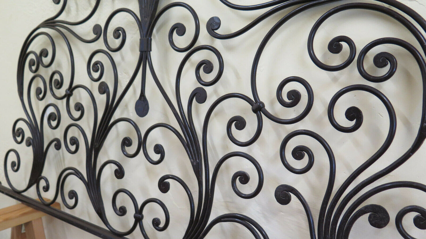 TESTATA DA LETTO 128 cm IN FERRO BATTUTO A CODA PAVONE TESTIERA VINTAGE 19