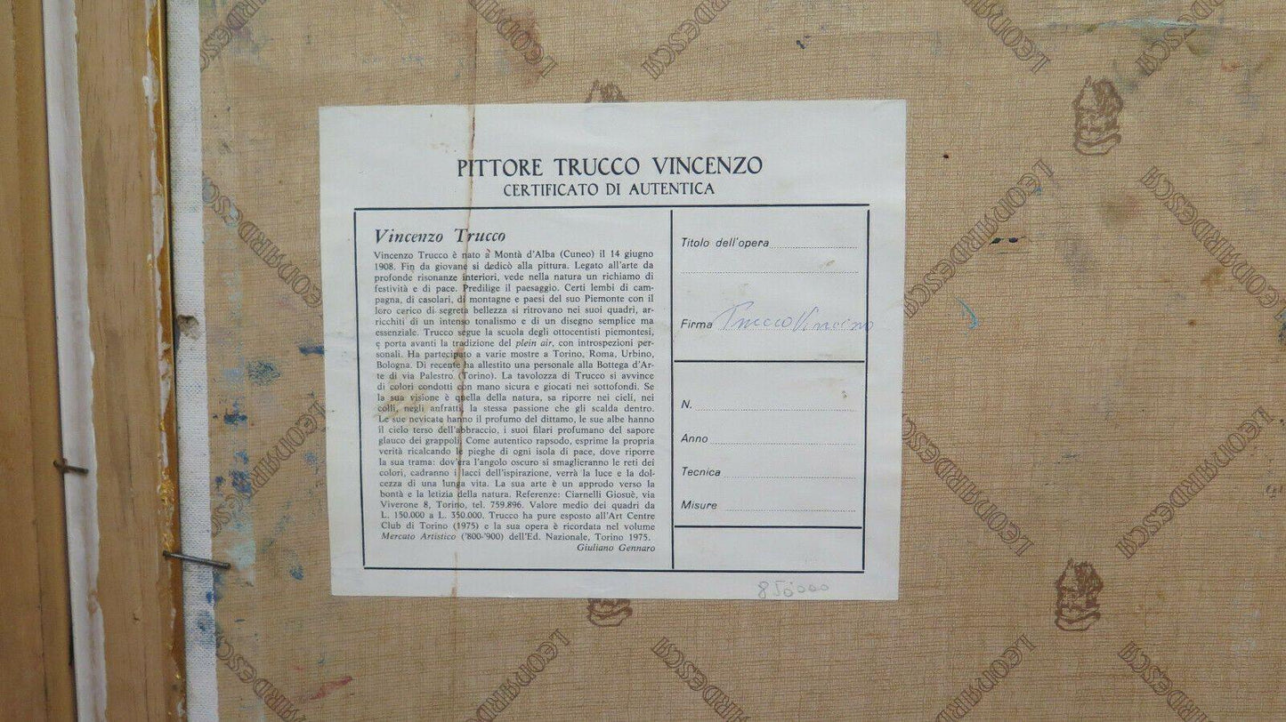 VINCENZO TRUCCO (1908-1993) QUADRO AD OLIO SU TELA FIRMATO PAESAGGIO BM51 - Belbello Antiques
