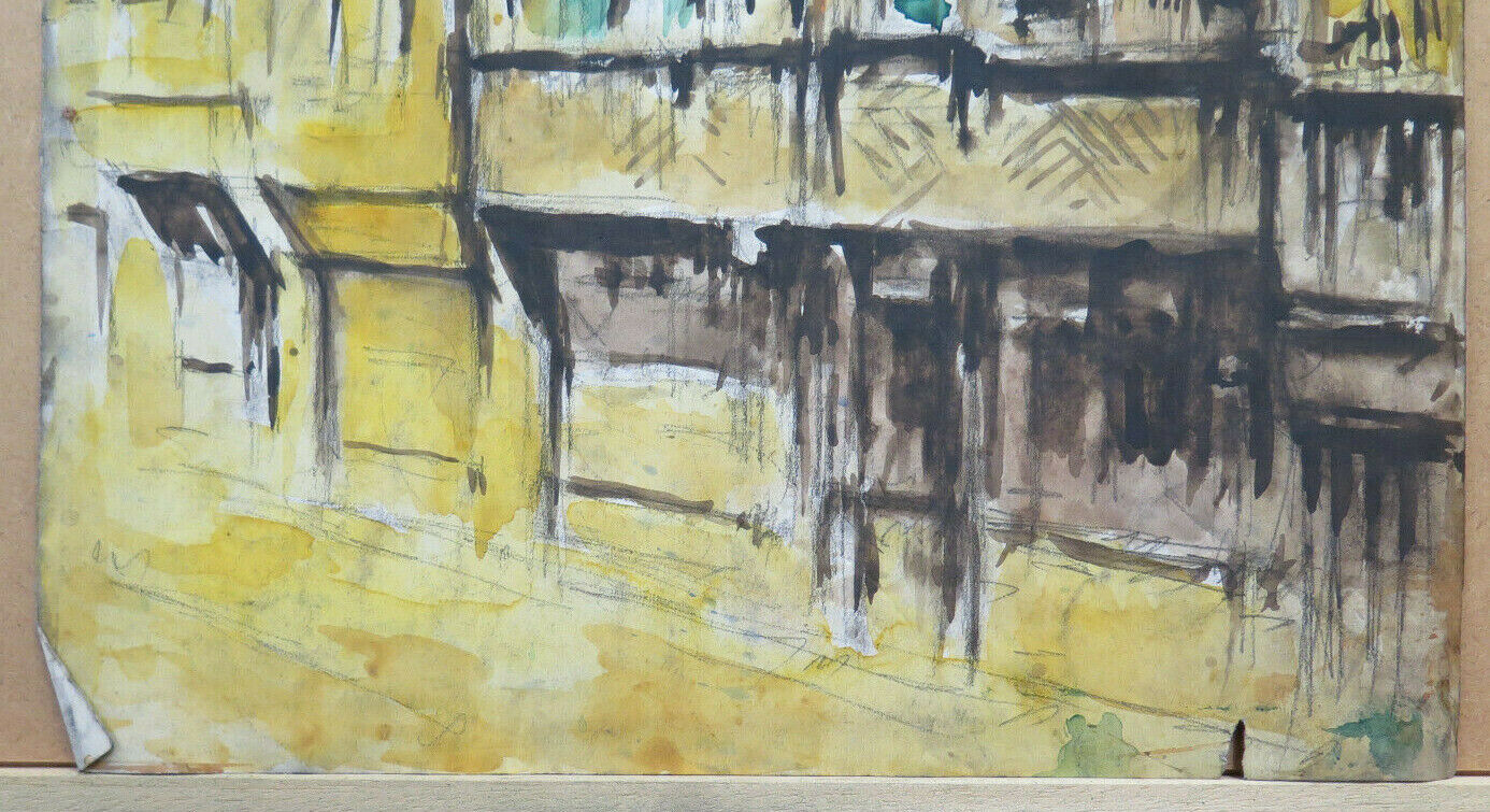 ANCIENT CHARCOAL DRAWING Pierre Eugène Duteurtre DUT VIEW OF THE CASTLE BM53.1