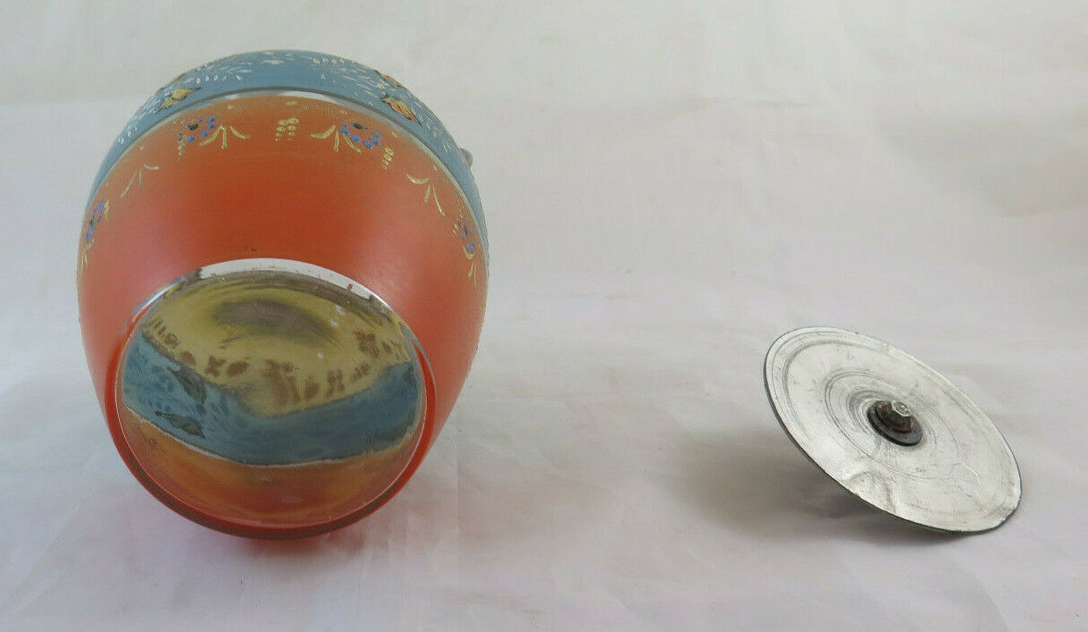 SECCHIELLO PER GHIACCIO ANTICO IN VETRO DIPINTO A MANO SECCHIO BISCOTTIERA BM23