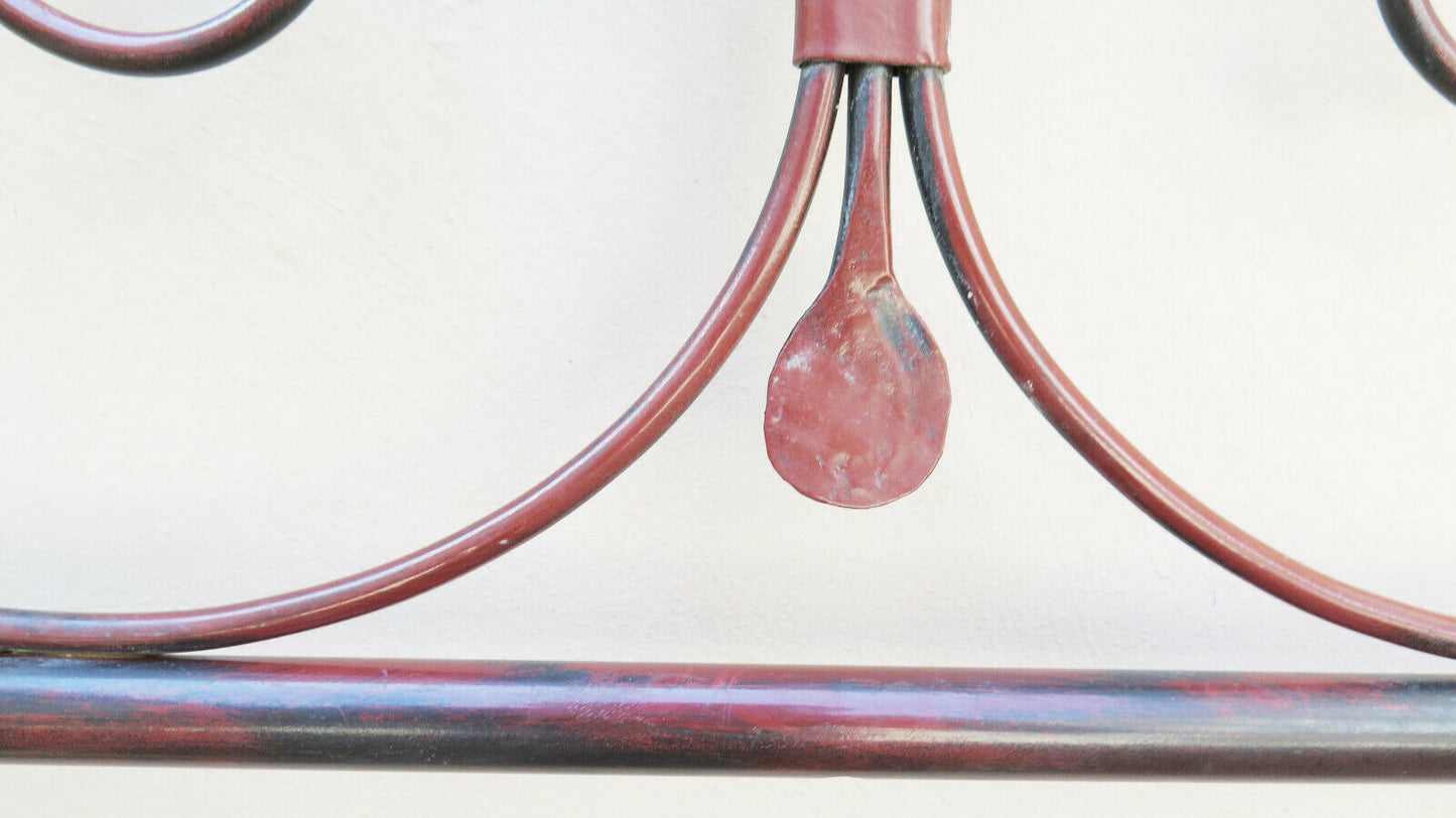 TESTIERA TESTATA DA LETTO MATRIMONIALE IN FERRO BATTUTO A CODA PAVONE VINTAGE 14