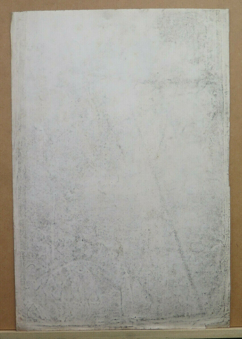 ANTIQUE INTERIOR DRAWING WITH CHARCOAL PAPER FIGURES Pierre Duteurtre DUT BM53.1