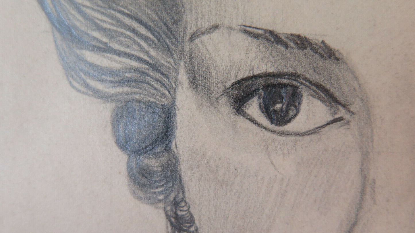 ANCIENT DRAWING ALBUM WITH 7 PORTRAITS OF FEMALE ACTRESSES HISTORICAL FIGURES BM53.5A