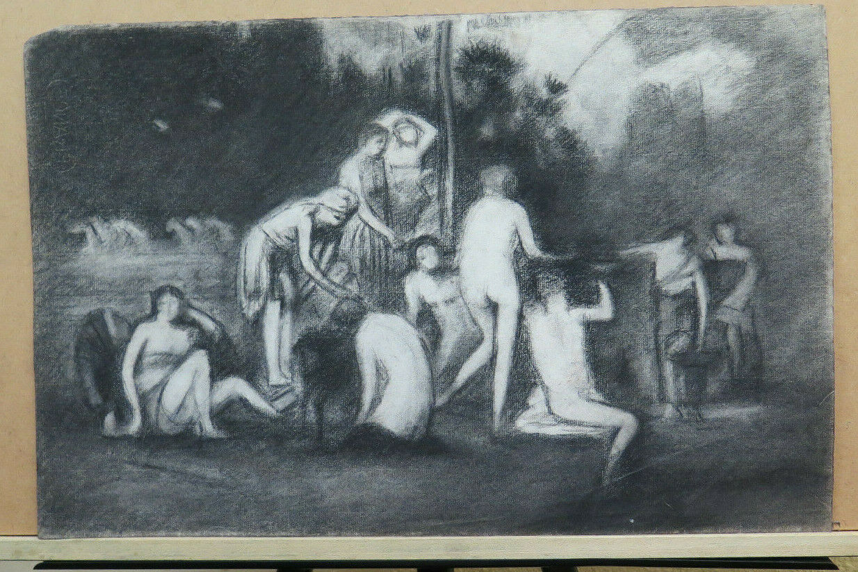 GRANDE DISEGNO ANTICO FRONTE RETRO ARTISTA FRANCESE Pierre Duteurtre DUT BM53.1