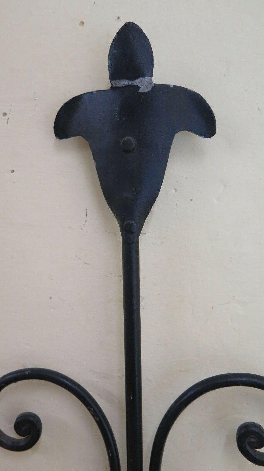 APPLIQUE IN FERRO BATTUTO VINTAGE META' NOVECENTO A DUE FIAMME LUME DA MURO CH11 - Belbello Antiques