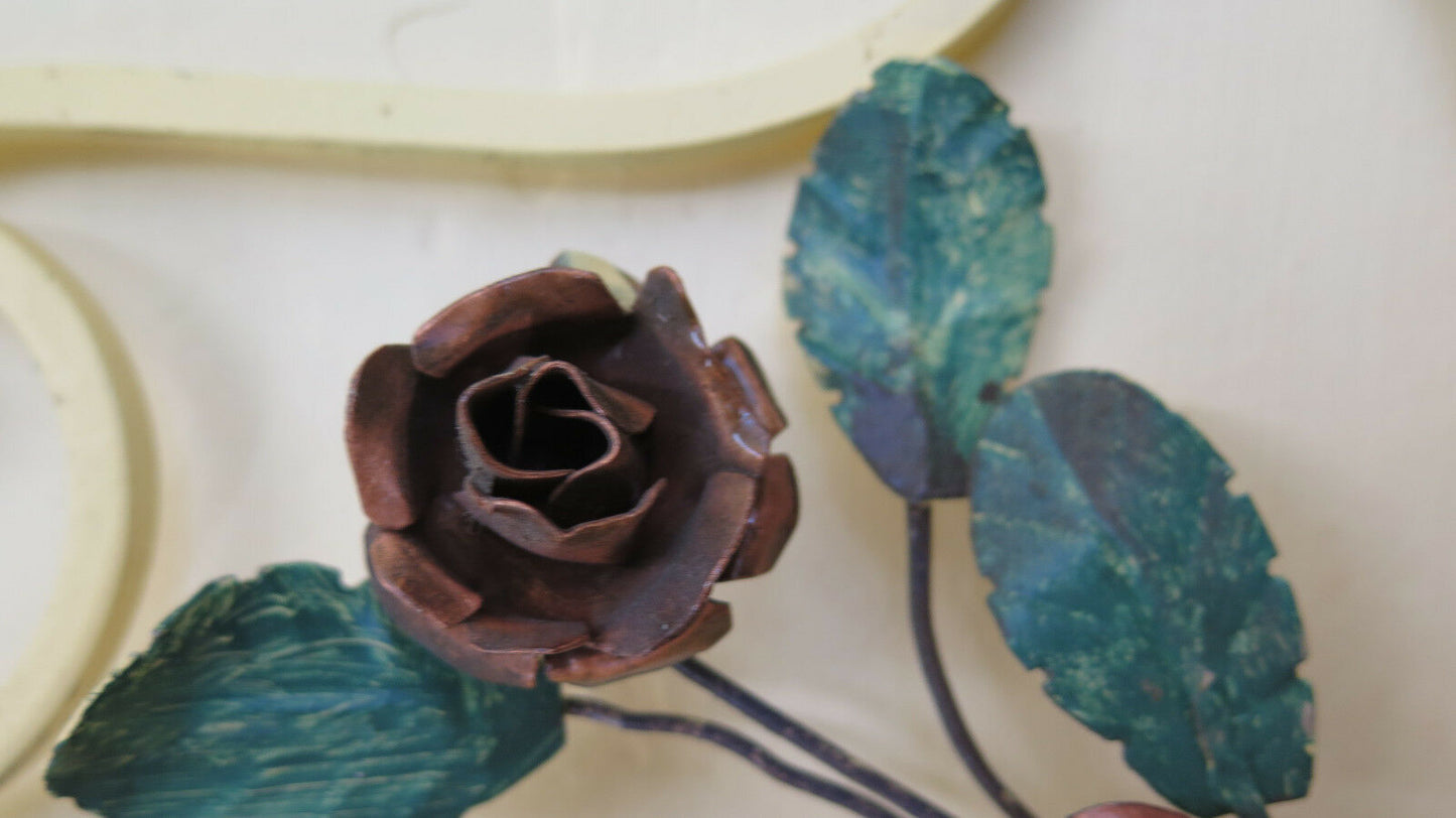 APPLIQUE STILE FLOREALE IN FERRO BATTUTO VINTAGE META' 900 LUCE DA PARETE CH11 - Belbello Antiques