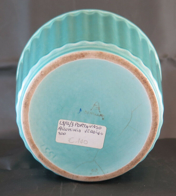 ORIGINAL ALUMINIA DENMARK FAIENCE WATER GREEN CERAMIC VASE MARKED R118