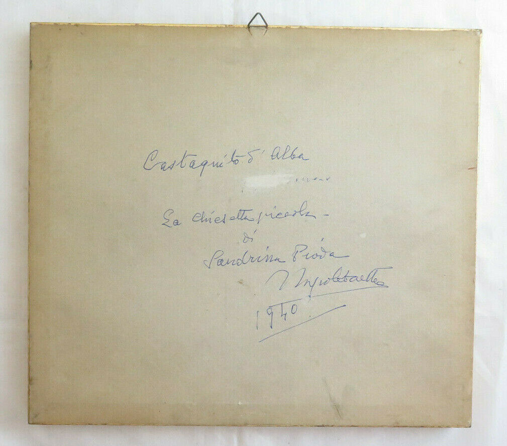 VIEW OF CASTAGNITO D'ALBA LANGHE SIGNED PAINTING PAINTED IN WATERCOLOR BM38