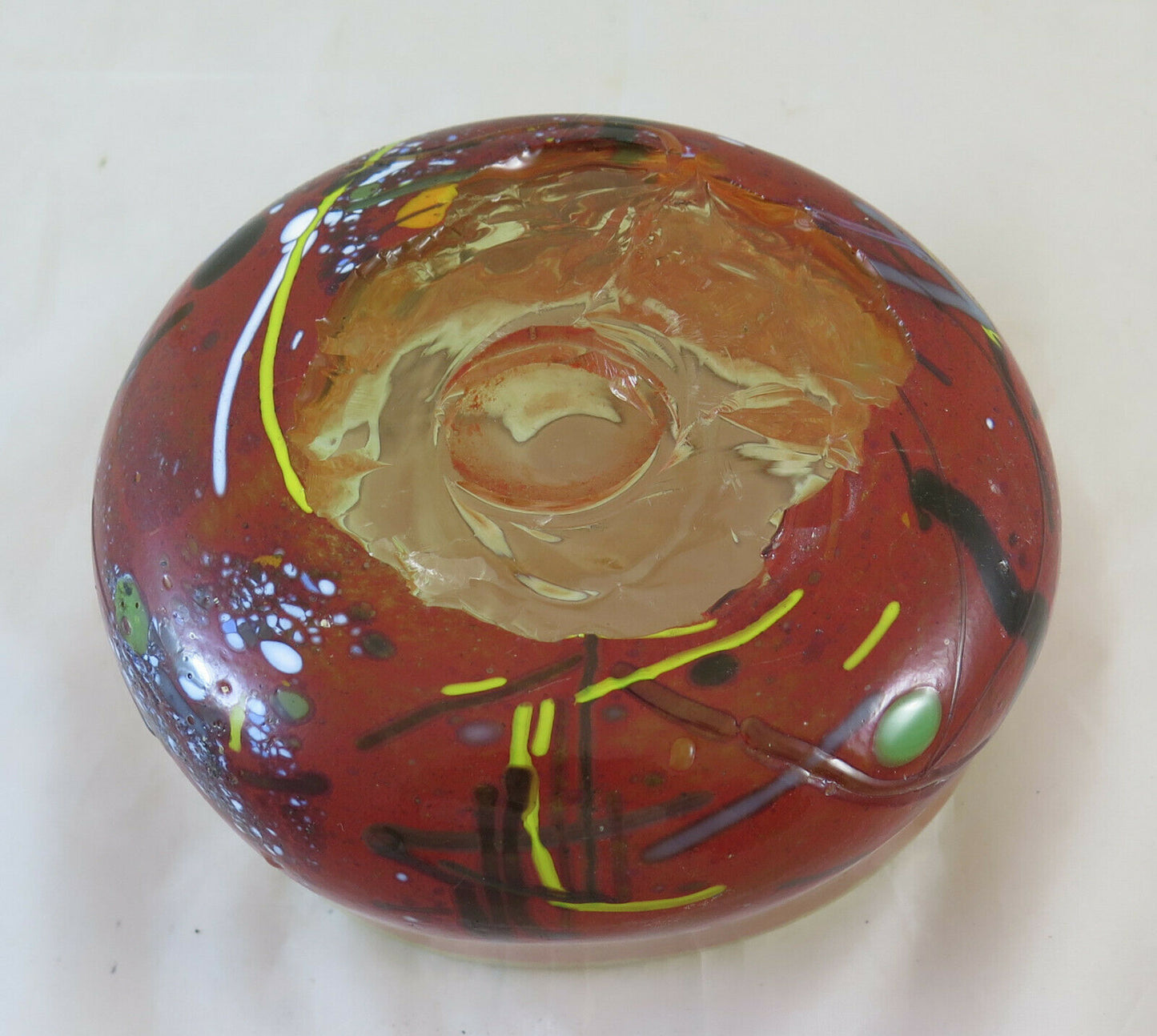 COPPA IN VETRO VINTAGE CIOTOLA CENTROTAVOLA VASETTO DI VETRO FATTO A MANO BM11