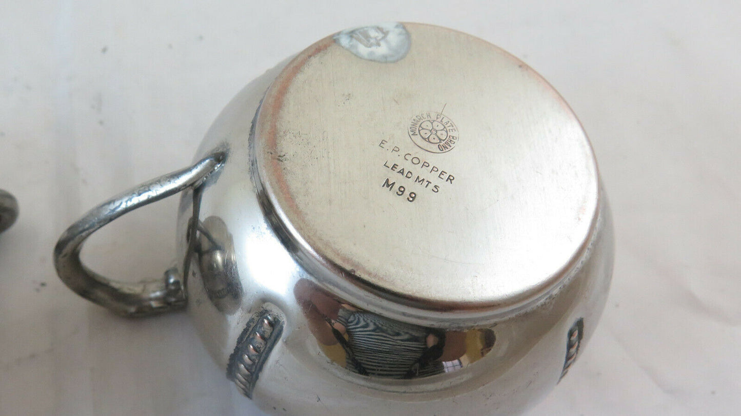LATTIERA E ZUCCHERIERA IN METALLO MONARCH PLATE BRAND VINTAGE E. P. Copper BM24