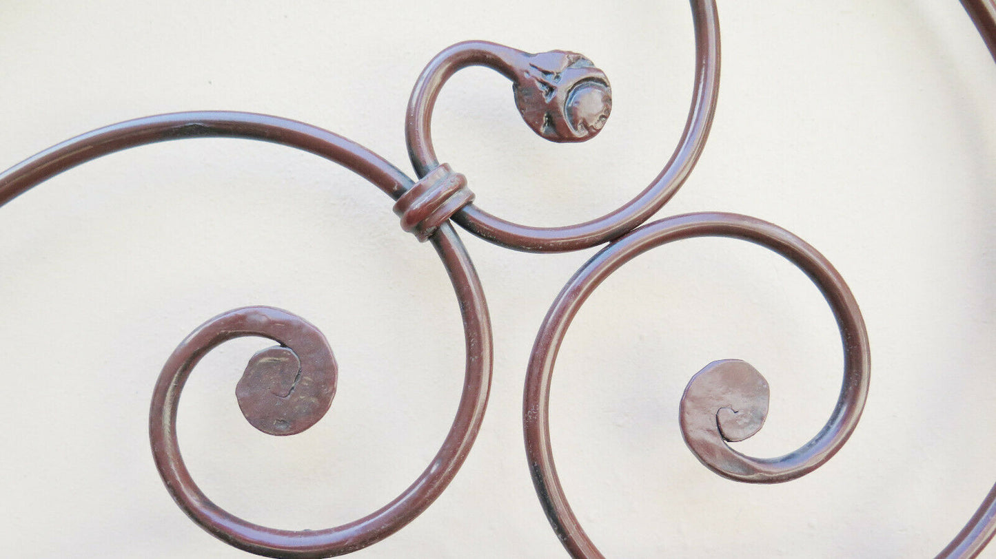 TESTATA DA LETTO MATRIMONIALE IN FERRO BATTUTO TESTIERA A CODA PAVONE VINTAGE 11