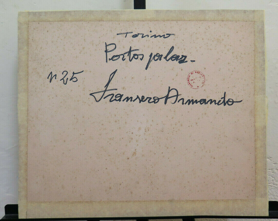 ARMANDO FRANZERO OLD OIL PAINTING VIEW OF THE DOOR OF THE PALACE IN TURIN BM51