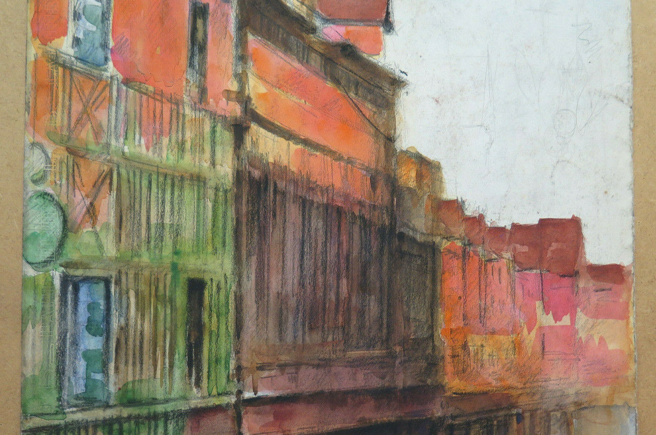 ANTIQUE DRAWING FRONT AND BACK LANDSCAPE AND FIGURES Pierre Duteurtre known as DUT BM53.1