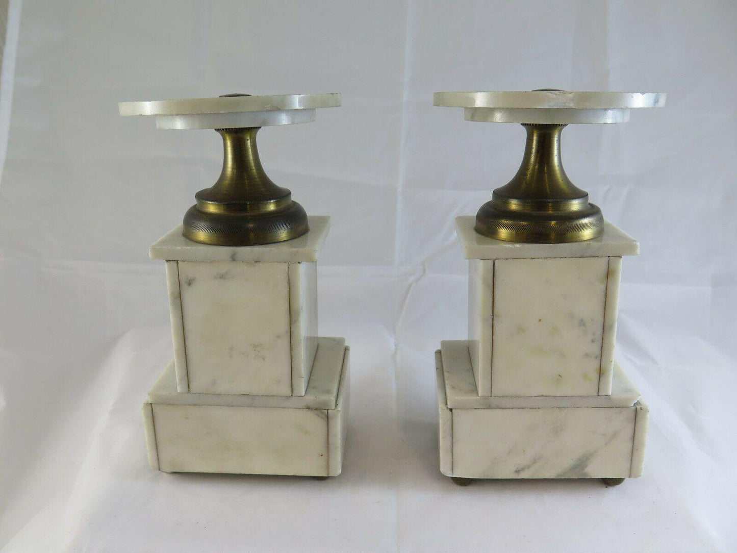 TRITTICO ANTICO IN MARMO OROLOGIO E PIEDISTALLI ANNI TRENTA 1930 DECO' R71 - Belbello Antiques