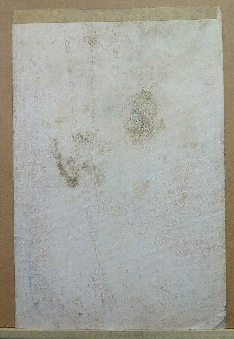 LARGE ANTIQUE DRAWING INSPIRED BY WATTEAU PIERROT Pierre Duteurtre known as DUT BM53.1