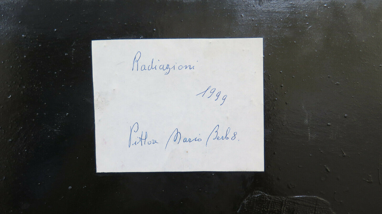 VINTAGE PAINTING MIXED TECHNIQUE SPACE SCIENCE SIGNED BERBOTTO BM52