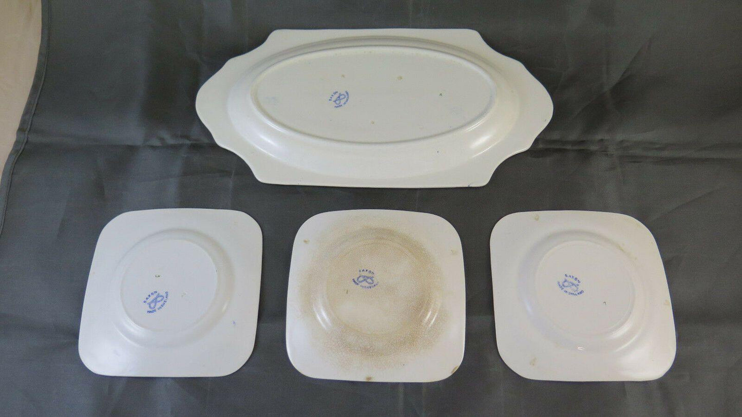 PIATTO DA PORTATA CON 3 PIATTINI IN CERAMICA VINTAGE SAXON MADE IN ENGLAND R120 - Belbello Antiques