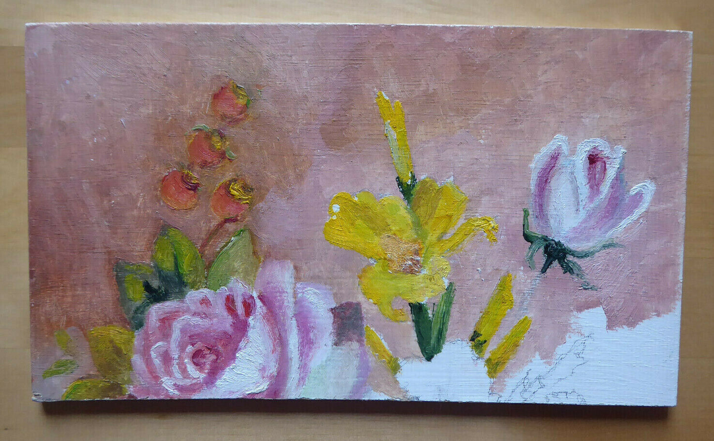 PICCOLO DIPINTO AD OLIO SU TAVOLA VINTAGE CON FIGURE SPAGNA EPOCA '900 MD1