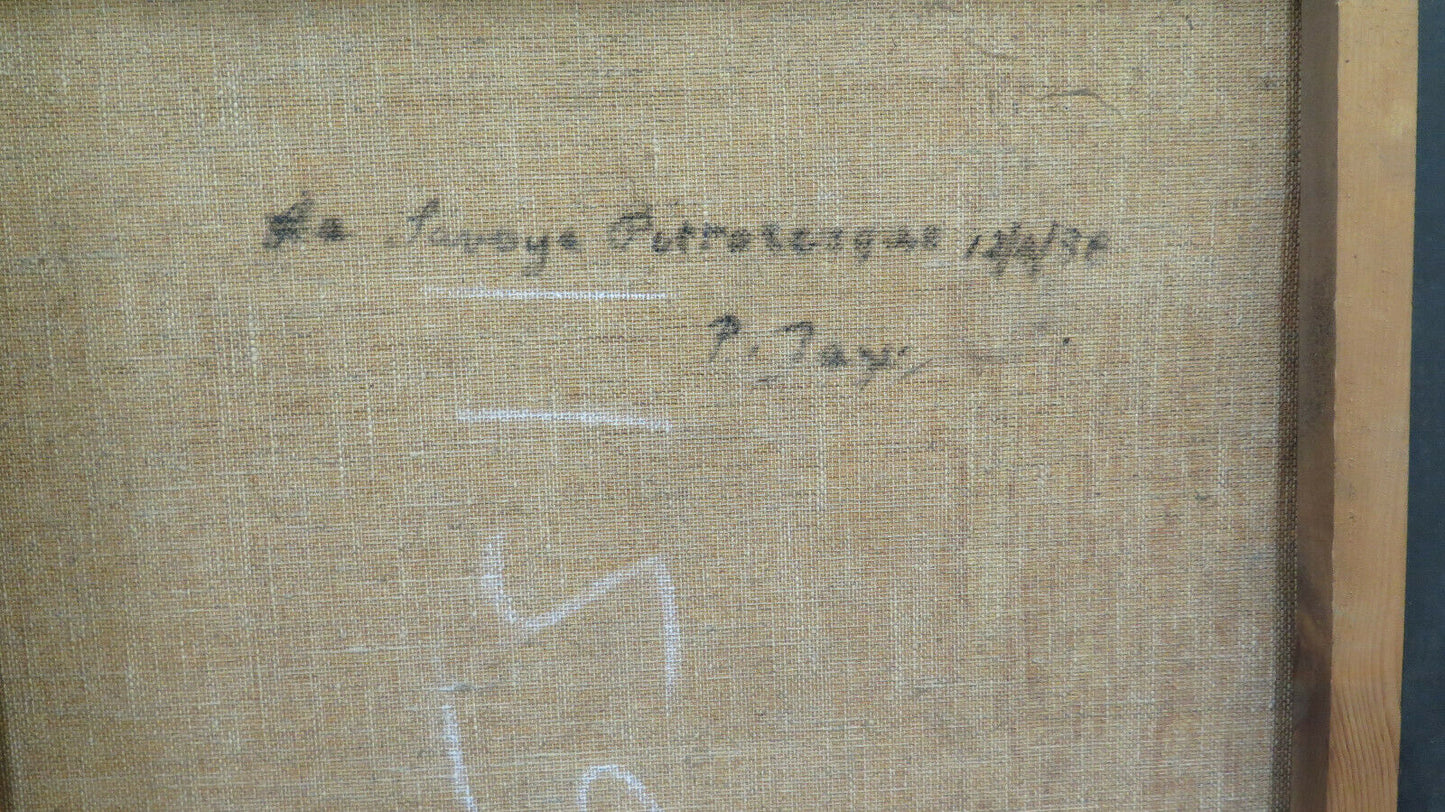 QUADRO ANTICO PAESAGGIO DI MONTAGNA SAVOIA FRANCIA ALPI FIRMATo P. JAY 1938 BM52