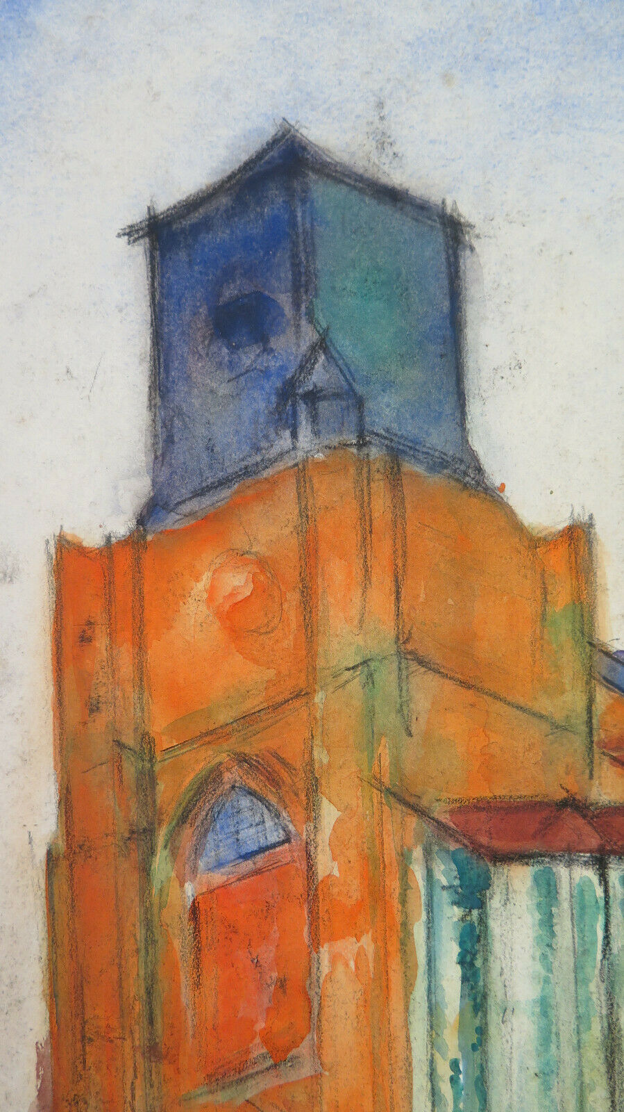 ANTIQUE RELIGIOUS PAINTING CHARCOAL ON PAPER Pierre Duteurtre known as DUT BM53.1