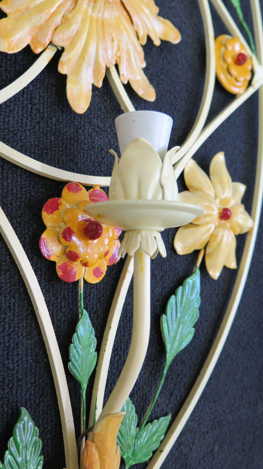 APPLIQUE DA PARETE IN FERRO BATTUTO A FIORI FLOREALE VINTAGE FATTA A MANO CH-14