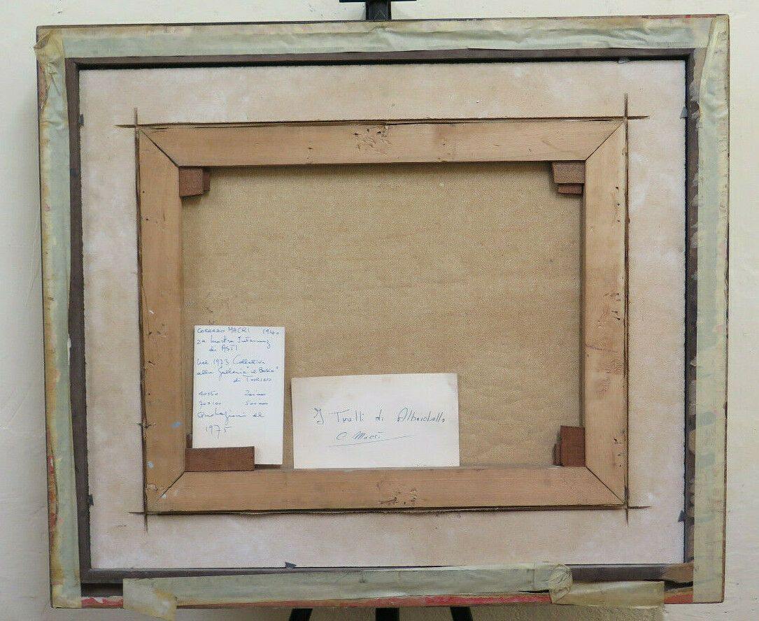 CORRADO MACRÌ QUADRO AD OLIO PAESAGGIO TRULLI ALBEROBELLO VEDUTA PUGLIA BM51 - Belbello Antiques