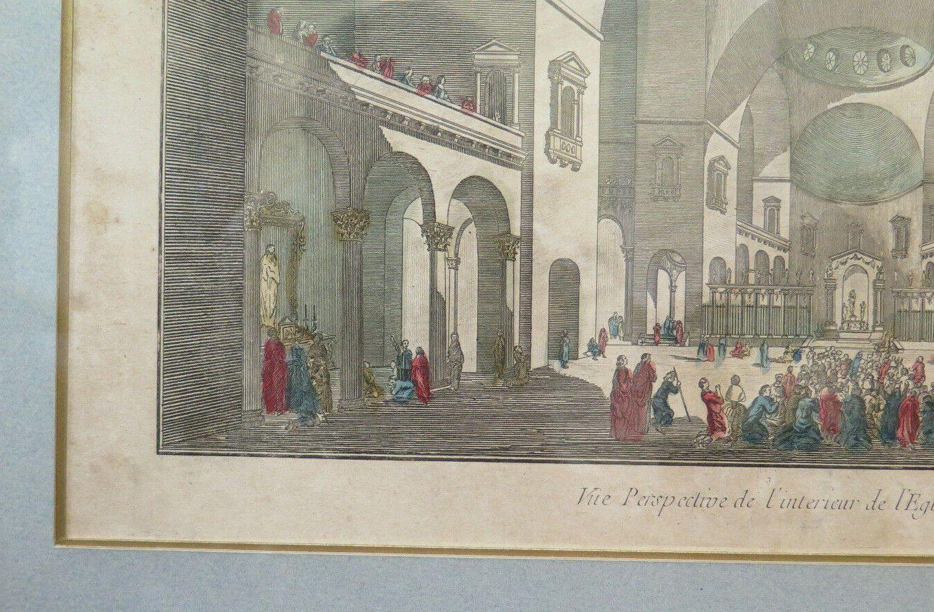 2 STAMPE ANTICHE VEDUTA FIRENZE CHIESA DI VENEZIA VEDUTA OTTICA INCISIONE BM52 - Belbello Antiques