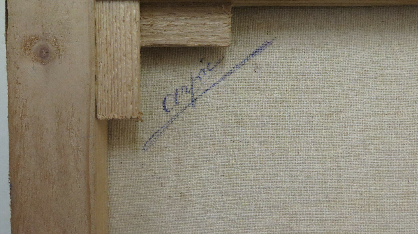 QUADRO VINTAGE DIPINTO OLIO SU TELA FIRMATO NATURA MORTA NOTTE BUIO OGGETTI BM44