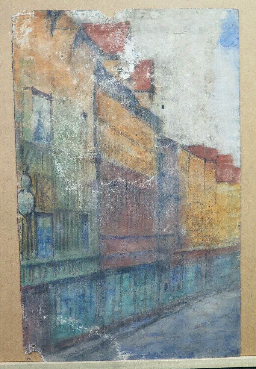 ANTIQUE FRONT AND BACK PORTRAIT AND CITY VIEW DRAWING Pierre Duteurtre DUT BM53.1