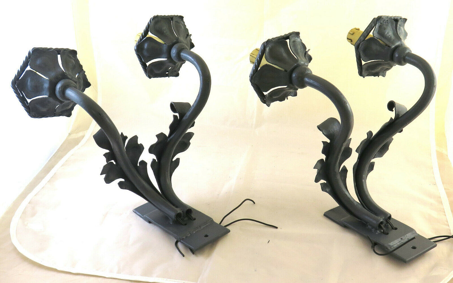 TWO VINTAGE HANDMADE WROUGHT IRON WALL LAMPS WALL LAMP CH6