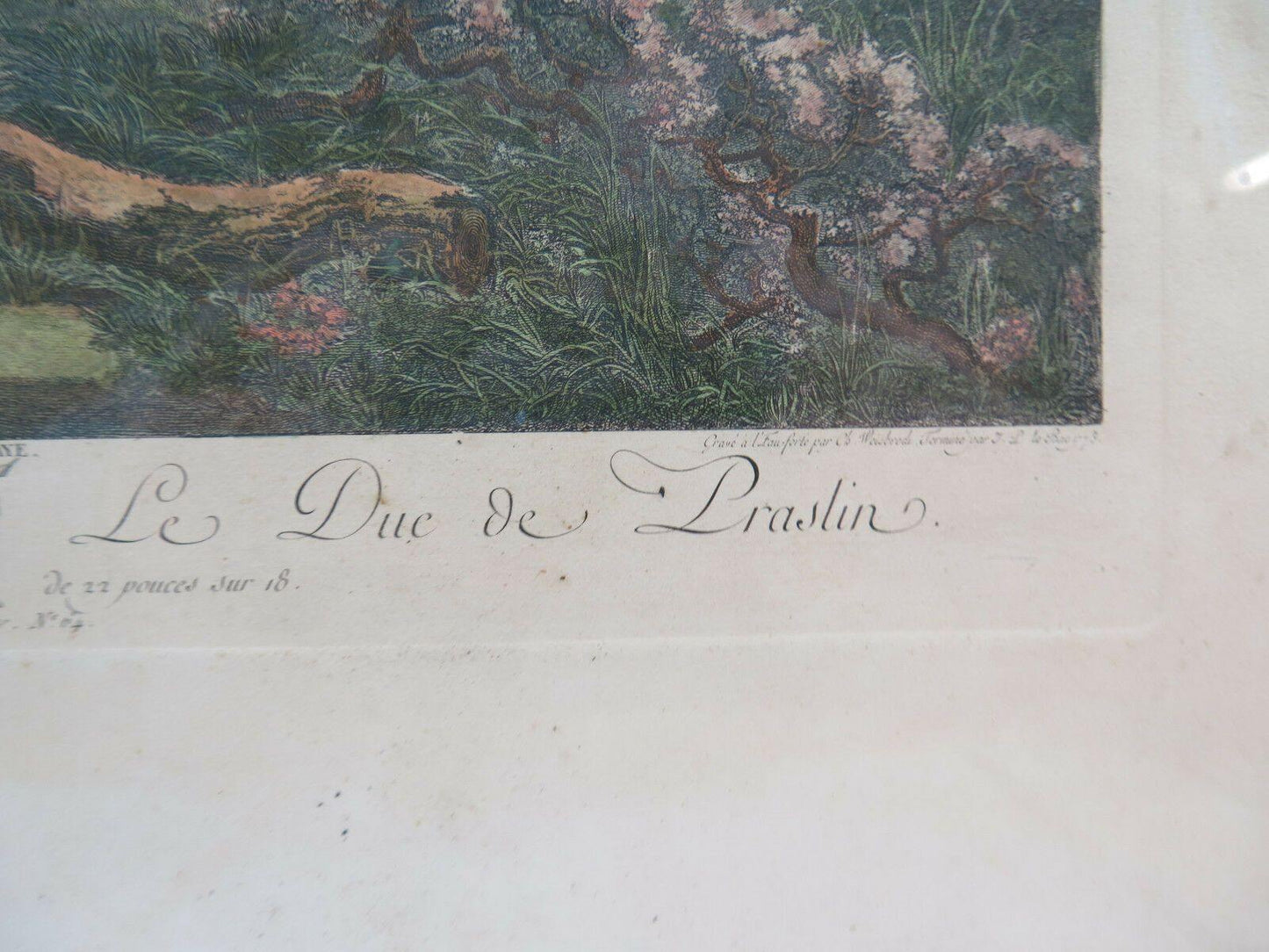 ANTICA ACQUAFORTE FRANCIA 1773 Du Cabinet de M.gr Le Duc de Praslin CORNICE G38 - Belbello Antiques