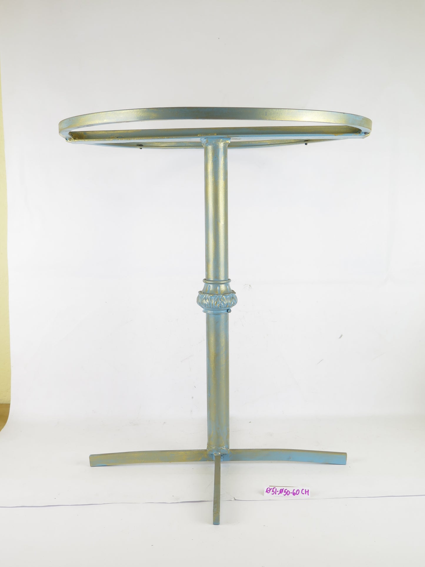 VECCHIO TAVOLINO IN FERRO BATTUTO FORGIATO A MANO ROTONDO VINTAGE SALOTTO CH