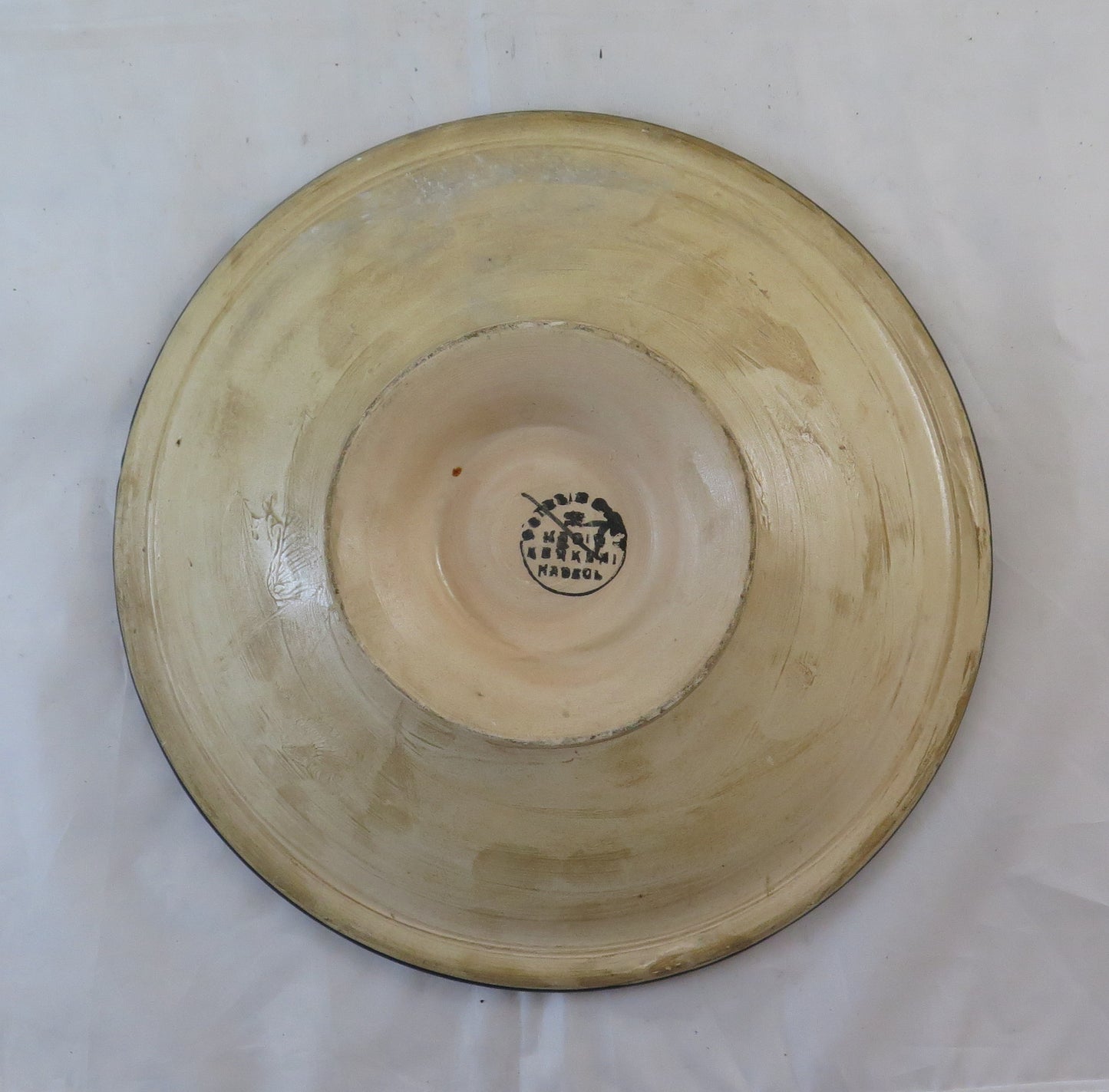 VECCHIO PIATTO IN CERAMICA DI NABEUL TUNISIA DIPINTO A MANO FRUTTIERA BM25